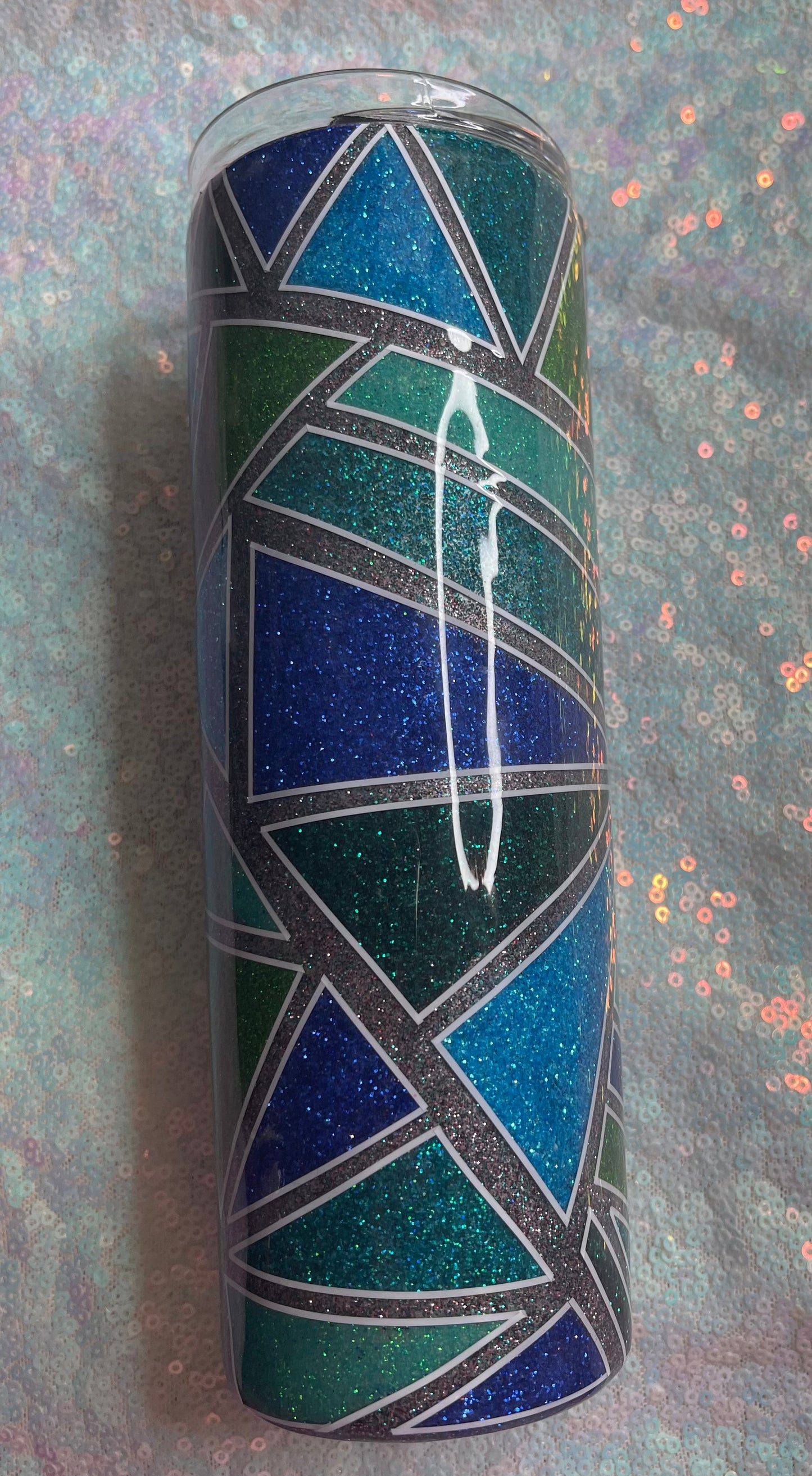 Green & Blue Shattered Glass Tumbler