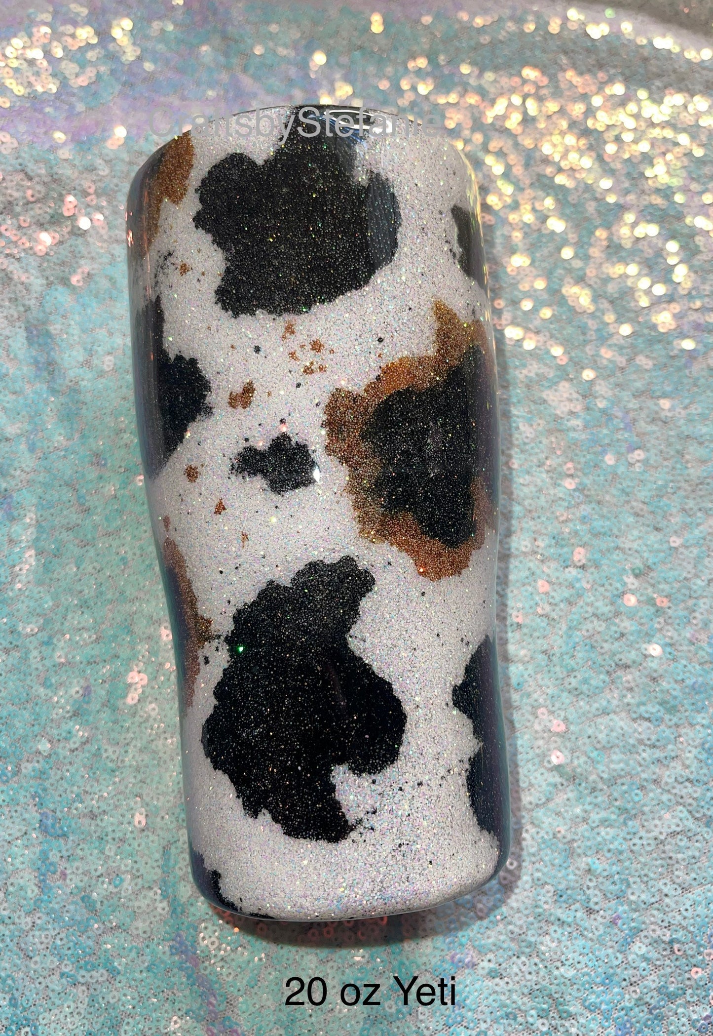 Custom Glitter Cow Print Tumblers