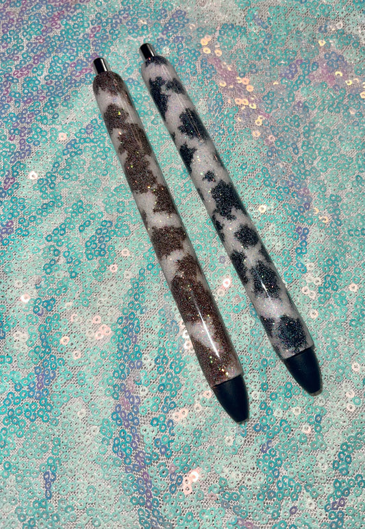 Cow Print Glitter Pens